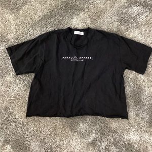 Women’s Black Crop Logo Tee